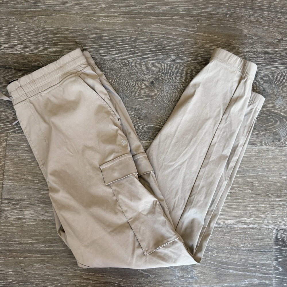 Kenneth Cole Active Tech Jogger Ankle Zip Cargo Lightweight Khaki Size Medium